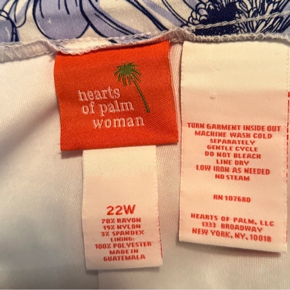 Hearts of Palm Woman Size 22W Blue Floral Mini Skirt with Shorts - Picture 6 of 10